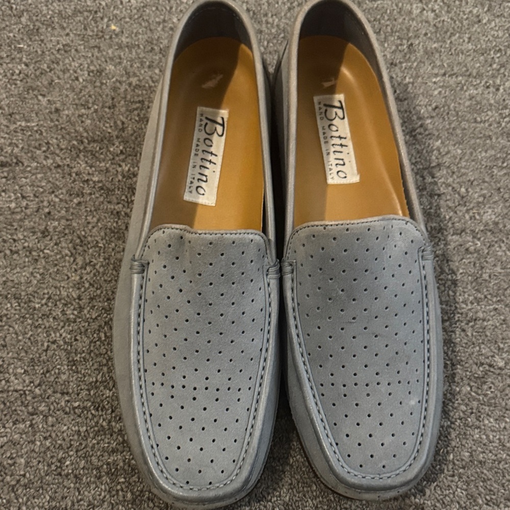 Gray Slip-On Loafers with Perforated Design